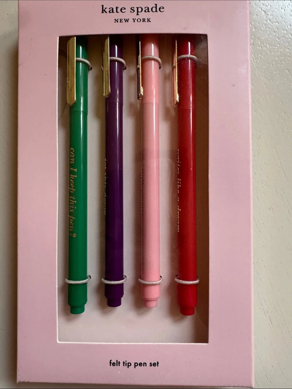 Kate Spade Preppy “Write Away” Felt Tip Pen Set Black Ink NWT